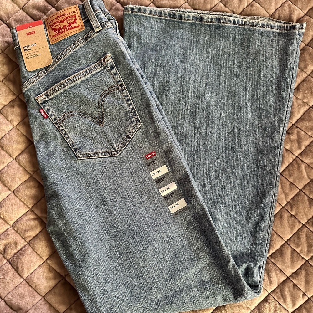 Levi's Ribcage Bell Blue Denim Jeans